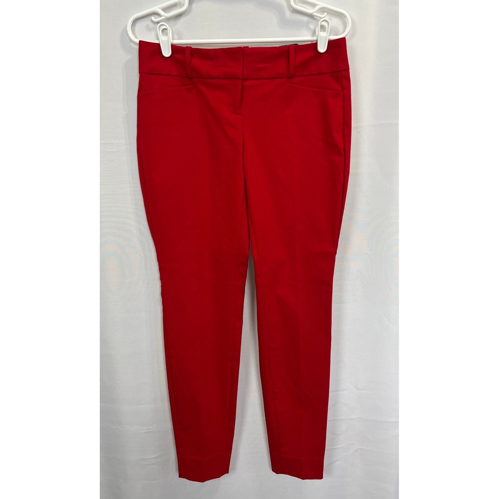 The Limited Exact Stretch Skinny Leg Pants Red Size 4 Low Rise Ankle Slit Dress